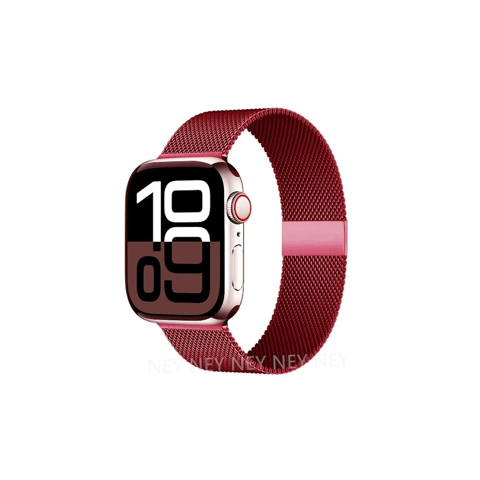 Milanese Loop Band Compatible With Apple Watch 40Mm 41Mm 42Mm 44Mm 45Mm 46Mm 49Mm Iwatch Series 9 8 7 6 5 Se Ultra 2 Starlight Rose Red 9071309690460