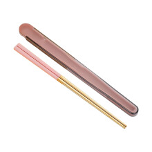 XIUH Stainless Steel Chopsticks with Folding Cover, Portable Lunch & Travel Tableware, Black (Pink) - Compatible with Kitchen & Dining