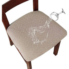 Housse de protection pour chaise (lot de 4), amovible, imperméable, lavable, en jacquard élastique (beige, 4 pièces)