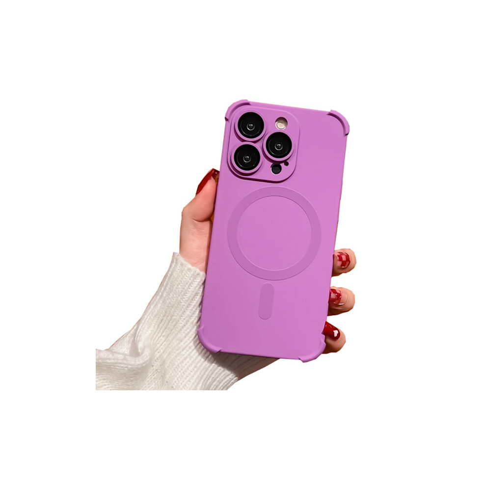 Compatible With Iphone 12 Pro Max - Silicone Case With Magnetic Shockproof Protection Purple 9425574791870