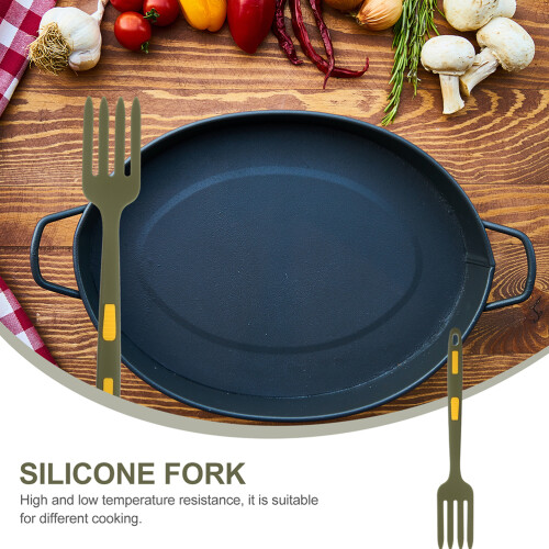 2 Pcs Silicone Fork Noodles Multi-function Food Fork Green Forks Kitchen Gadget Food Fork Salad Fork 1
