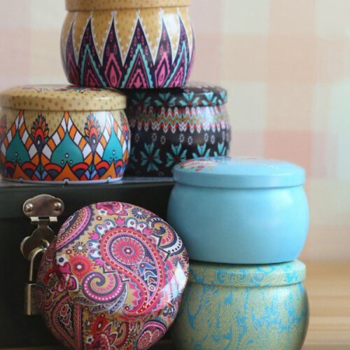 Ρετρό Floral Tin Can Τσάι Κουτί Αποθήκευσης Κουτιού Δώρου με Καραμέλες A8 1