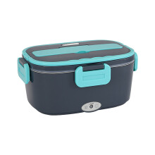 Chauffe-repas électrique portable 1,5 L pour voiture/camion/bureau, chauffe rapide avec fourchette et cuillère et sac isotherme - 110 V (vert