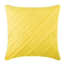 Fodera per cuscino decorativo HomeCentric gialla, 30x30 cm, in finta pelle scamosciata, confezione da 2, con pieghe testurizzate.