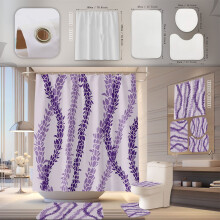 Ensemble de salle de bain aux couleurs vives comprenant un rideau de douche, des tapis antidérapants, un couvre-toilette, un tapis de bain et 12