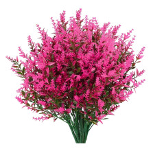 Décoration florale artificielle verte en plastique, épi de blé lavande à 5 branches (rose vif), pour jardin et maison.