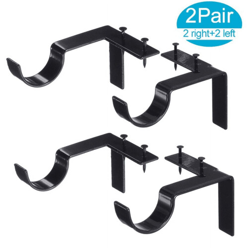 Anjing Adjustable Black Iron Curtain Rod Holders (4 Count)