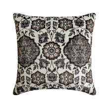 Housses de coussin décoratives HomeCentric grises 66 x 66 cm en velours à motifs floraux persans, imprimées, pour canapé, style moderne - Samira