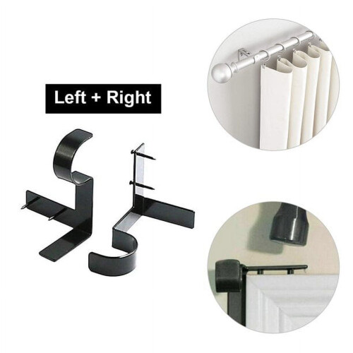 Anjing Adjustable Black Iron Curtain Rod Holders (4 Count) 1
