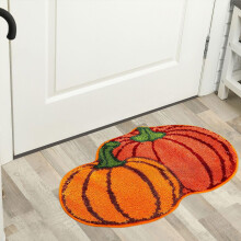 OYIGU Pumpkin Imitation Cashmere Carpet Pad, 24x16 Inch Small Decorative Rug for Entrance, Bedside, Fall, Thanksgiving Home Decor