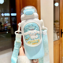 Girl Straw Kettle Crossbody Stainless Steel Kawaii 500ml Sanrio Kuromi Children Thermos Bottle Primary School Student Water Cup