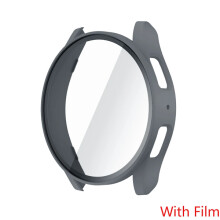 Tempered Glass+Case compatible with Samsung Galaxy Watch 7 44mm/40mm, Screen Protector & All-round Bumper Case for Galaxy Watch 7 FE, Gray