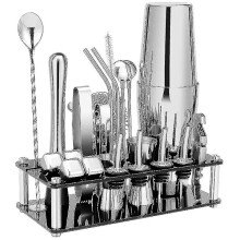 Cocktail Shaker Set, Boston Stainless Steel Bartender Kit with Acrylic Stand & Cocktail Recipe Boo