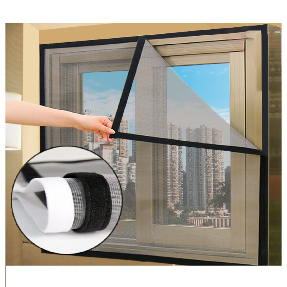 Fly Screen Window Mesh With Magic Tape, Fiberglass Insect Net, Black Frame Grey Mesh, 1.2X1.6m 9053599409946