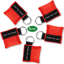 CPR Face Shield Keychain 5 Pack with OneWay Valve Breathing Barrier for First Aid Training