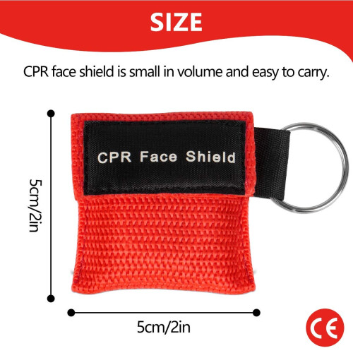 CPR Face Shield Keychain 5 Pack with OneWay Valve Breathing Barrier for First Aid Training 2