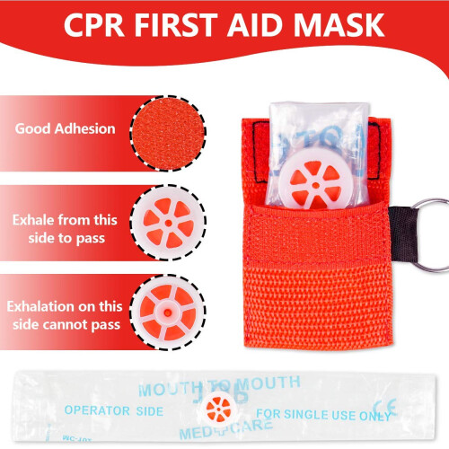 CPR Face Shield Keychain 5 Pack with OneWay Valve Breathing Barrier for First Aid Training 1