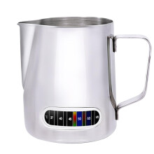 Milk Frothing Pitcher with BuiltIn Thermometer, Stainless Steel Coffee Jug for Latte Art and Espresso