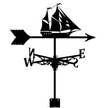 Weather Vane Sailboat Silhouette Metal Wind Vane with Smooth 360 Rotation for Garden and Yard