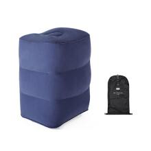 Inflatable Travel Footrest Pillow with Soft Flocking Surface for Airplane, Camping and Road Trips, Royal Blue