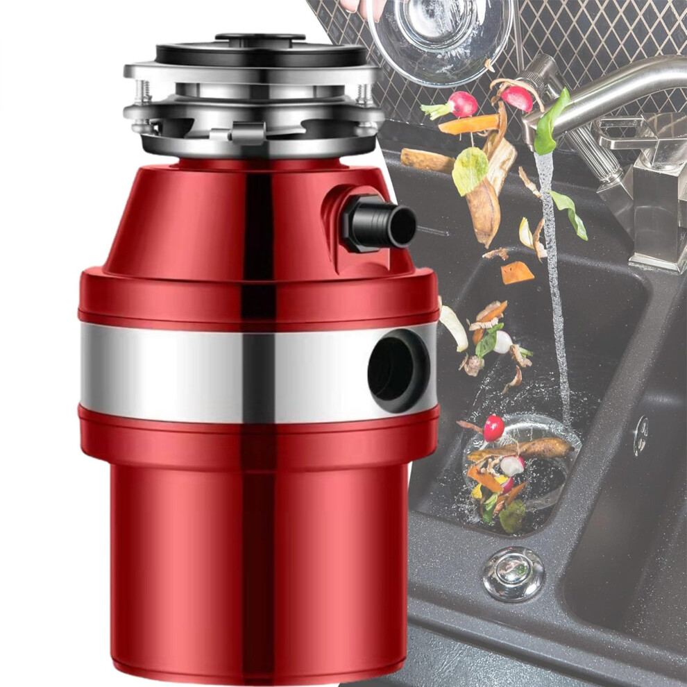 Stainless Steel Garbage Disposal 2800 Rpm Quiet Speed Grinding Kitchen Waste Disposer Red 9174973982166