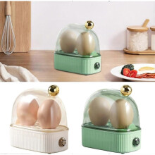Electric Egg Boiler, Mini Electric Steamer for Boiled Eggs, Fast Heating Egg Boiler with Timer Shut-Off, Kitchen Utensils Accessories White-Green