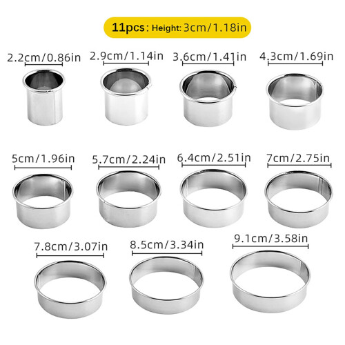 Yakbaofuo Stainless Ring 11 Piece Adjustable Ring Retractable Cake Ring 2