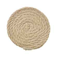 4 PCS Placemats Round Woven Cup Pad Coasters Cotton Thread Manual Wooden Bamboo