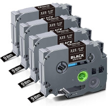 Cinta de etiquetadora compatible para Brother Ptouch TZe-325TZ325TZ, 9 mm (0,35 pulgadas), laminada, blanca sobre negra.