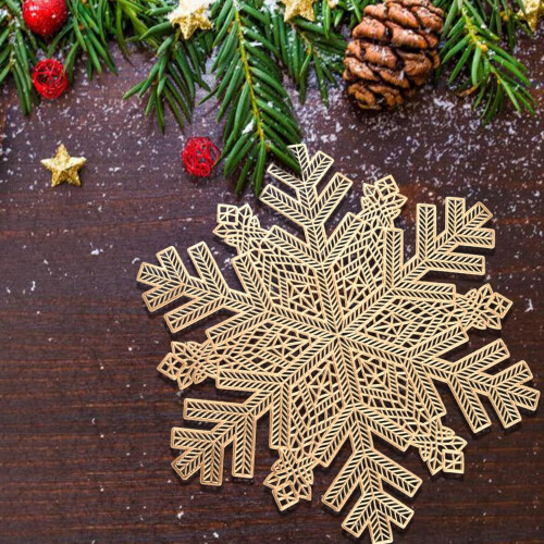 Namzi - Set de 6 sets de table Flocon de neige, 43 cm, Décorations de Noël (Or) 2