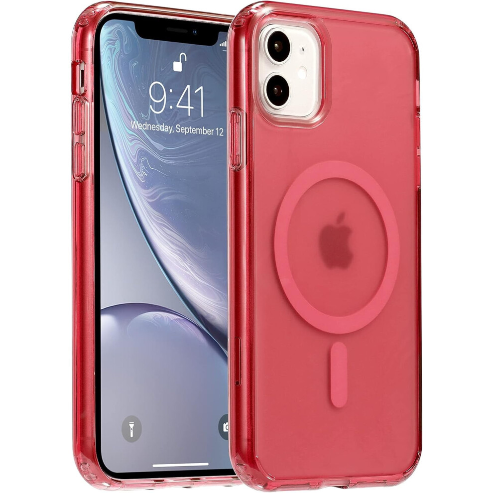 Iphone 11 Magnetic Case Compatible With Magsafe, Translucent Matte Hard Pc + Soft Tpu Frame Slim Bumper Case, Red 9395123001166
