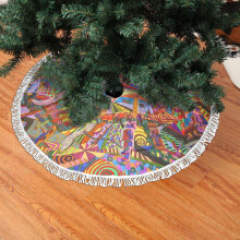 Weihnachtlicher Baumrock mit Fransen und Spitze, im Bohème-Stil, weich, leicht, angenehm anzufassen, 91 cm (36 Zoll)