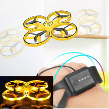 Quinlira2024 Verbeterde hand- en smartwatch-gestuurde drone voor kinderen, LED RC-quadcopter met 360 flips