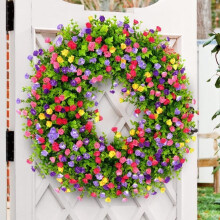 Guirlanda decorativa versátil em estilo casa de campo, colorida e charmosa, perfeita para a primavera e o verão (36 cm).