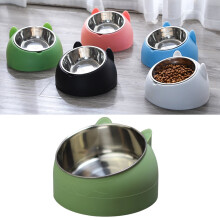 Comedero y bebedero elevado para gatos, plato elevado de acero inoxidable con soporte, cuenco inclinado antivómito para gatos, cuenco para gatos,