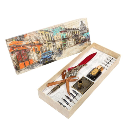 Στυλό Quill Pen Feather Pen 10 τεμάχια βάση στυλό με μύτη στυλό Vintage κουτί δώρου στυλό