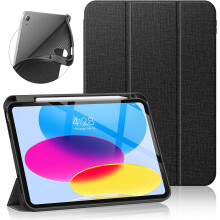 Compatible avec l'iPad 10e génération (2022) avec porte-crayon (10,9 pouces) - Étui antichoc premium [Veille/Réveil automatique] en tissu doux