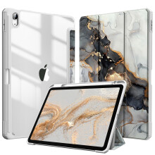 Étui fin à trois volets avec support pour iPad Air 5e génération (2022), coque arrière souple en TPU, fonction veille/réveil automatique -
