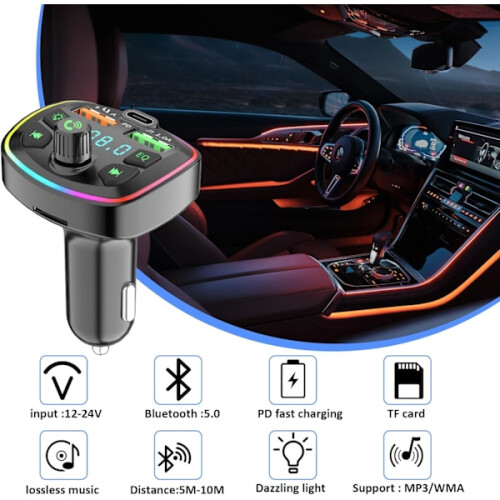 Πομπός FM αυτοκινήτου Bluetooth5.0 Αξεσουάρ αυτοκινήτου, Bluetooth αυτοκινήτου handsfree, 2