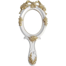 Vintage Decorative Handheld Mirror with Handle - Princess Decorative Hand Mirror White