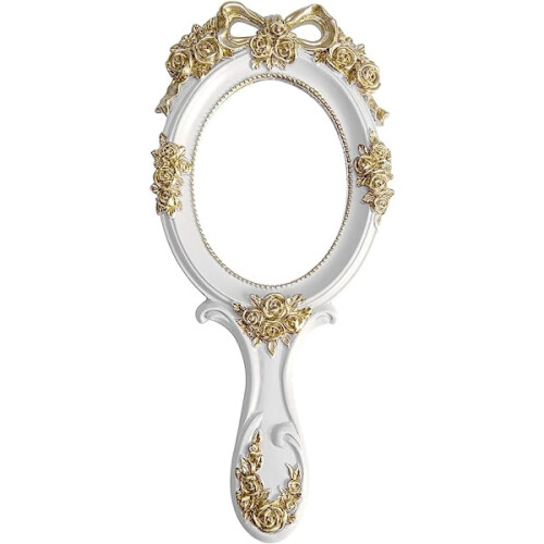 Vintage Διακοσμητικός Καθρέφτης Χειρός με Λαβή - Princess Decorative Hand Mirror White