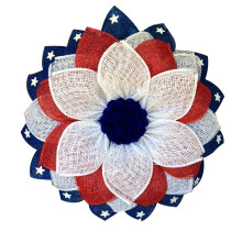 Couronne patriotique artisanale pour porte d'entrée, fenêtre, mur - Décoration de Noël à suspendre, compatible avec une décoration sur le