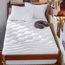 Surmatelas matelassé doux pour lit simple XL, idéal pour les résidences étudiantes, convient aux matelas de 20 à 53 cm d'épaisseur, blanc, 99 x