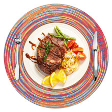6 Pcs Round Woven Placemat 15in Braided Table Mats Linens Decor Dining Kitchen