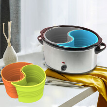 Hesroicy 2-Piece Silicone Slow Cooker Dividers - Dishwasher Safe, Non-Stick, Food Grade, Reusable 6 QT Pot Liner & Kitchen Accessory