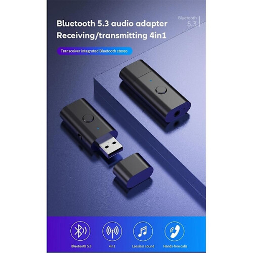 Bluetooth 5.3 Transmitter Receiver, 3.5mm Aux Wireless USB Adapter, Built-in Microphone, Music Streaming 2