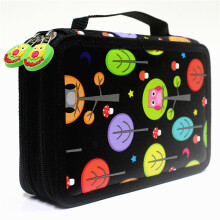 Kawaiii 32-Slot Pencil Case, Large Capacity Stationery Bag with 2 Layers, Compatible with Black Pens, Pen Holder for Girls - Black