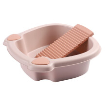 Hand Wash Basin with Laundry Washboard for Delicate Clothes Dormitory and Outdoor Use Pink