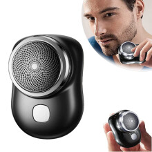 Pocket Portable Mini Shave, Electric Razor for Men, USB Rechargeable, One-Button Use, Compact Size (Black)