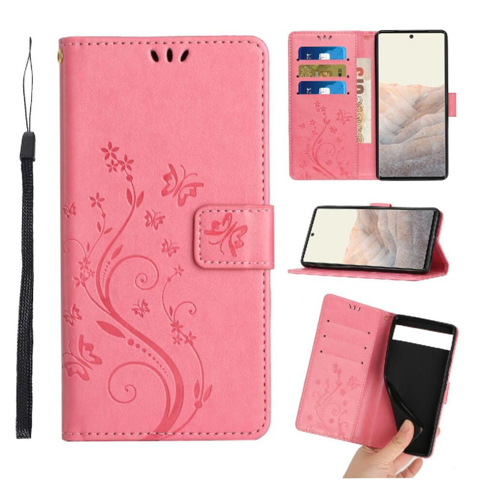 Filp Case For Google Pixel 6A Wrist Strap Magnetic Closure Pu Leather Kickstand Card Holder 9395123649498